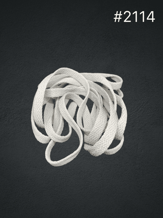 Бело-сиви връзки за обувки - плоски