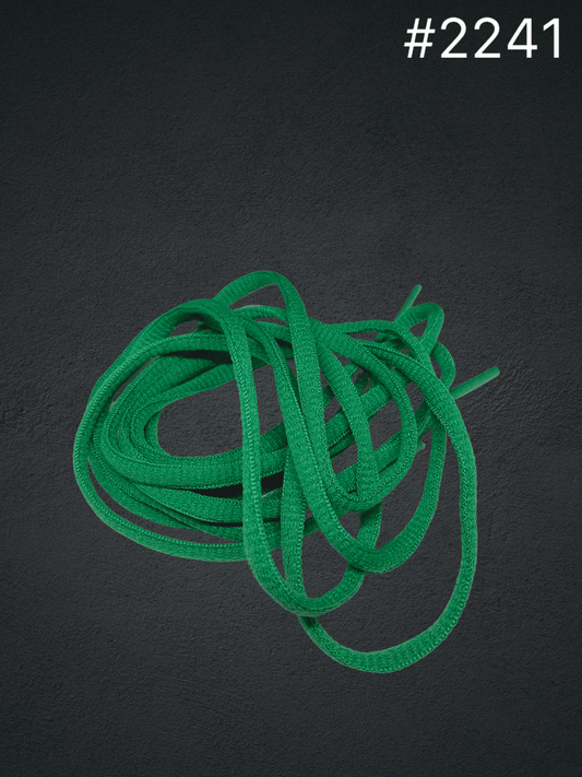 Зелени връзки за обувки - полу-кръгли