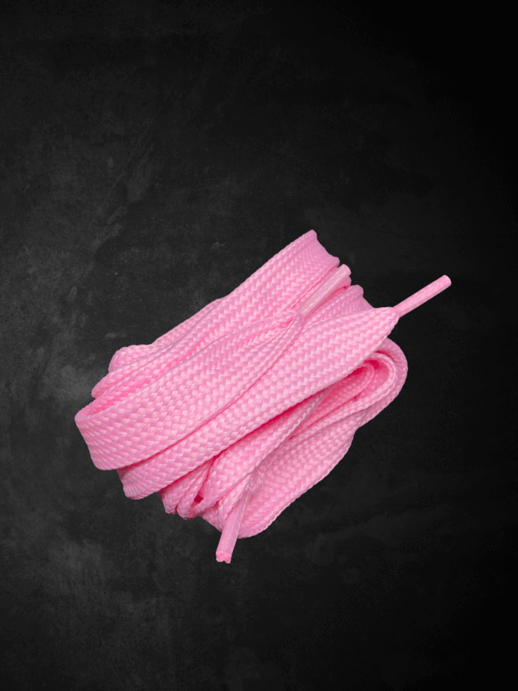 Розови връзки за обувки - плоски