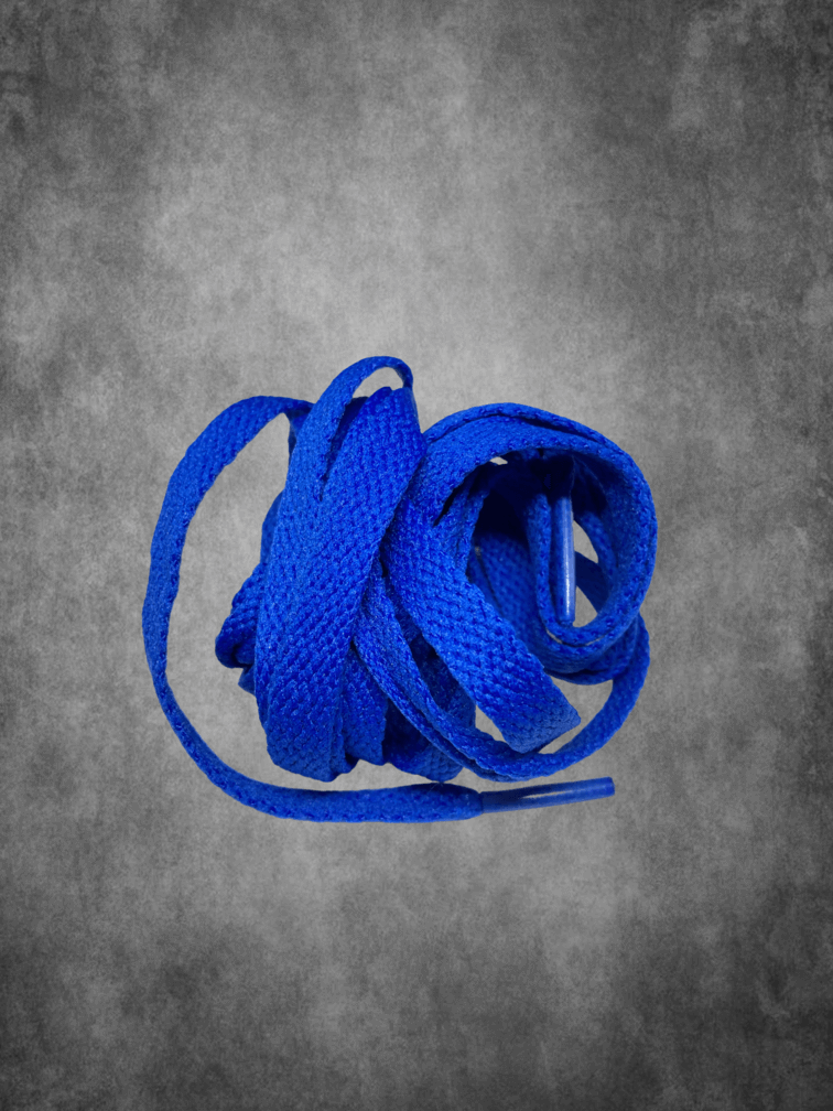 Сини връзки за обувки - плоски