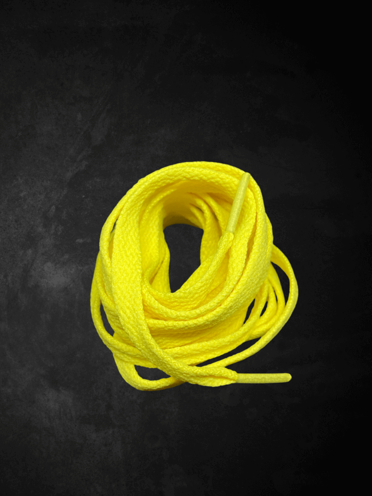 Жълти връзки за обувки - плоски